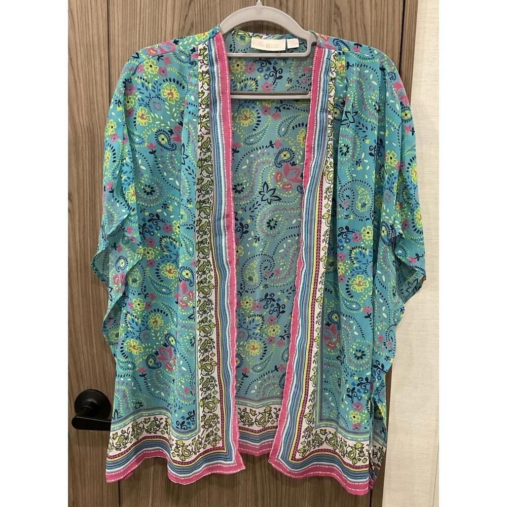 Belle By Kim Gravel Womens Open Front Bat Wing Side Blouse Size XXS